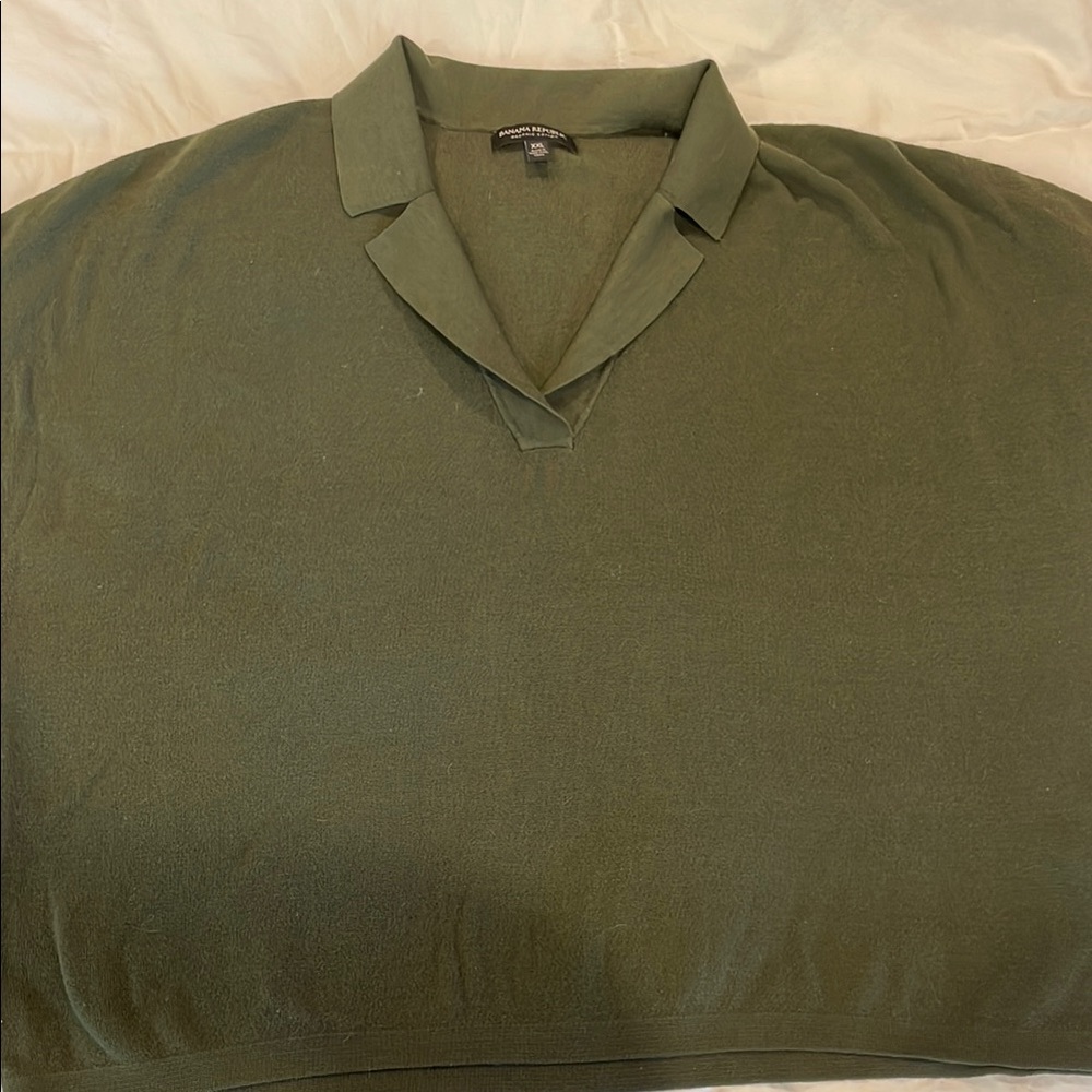 Banana republic XXL 100% Cotton Green Collared Sweater